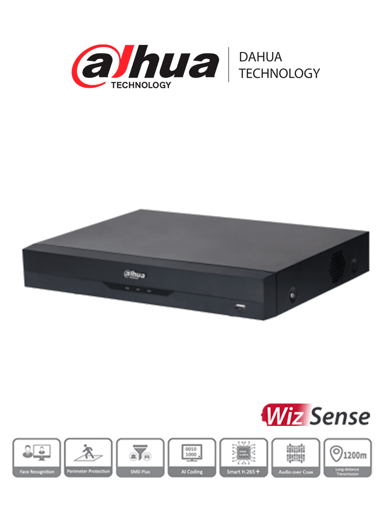 Dvr/ Dahua/ Xvr5108he-4kl-i3/ 8 Canales 4k Con Tecnologia Wizsense Y Compresion H.265+. Admite 8 Canales Hdcvi + 8 Ip, Reconocimiento Facial En 2 Canales, Smd Plus, Proteccion Perimetral, 1 Sata De H
