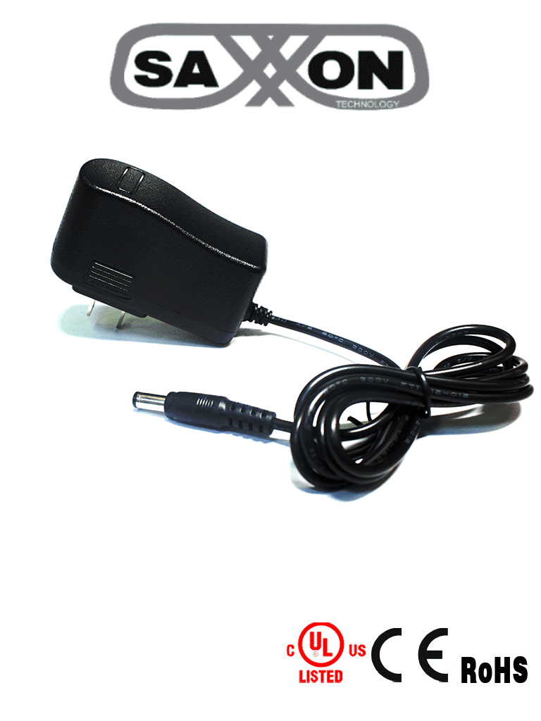 Fuente De Poder Saxxon Regulada / 12v Dc/ 1.5 Amp/ Ideal Para Equipos De Cctv/ Cable De 1.2 Mts