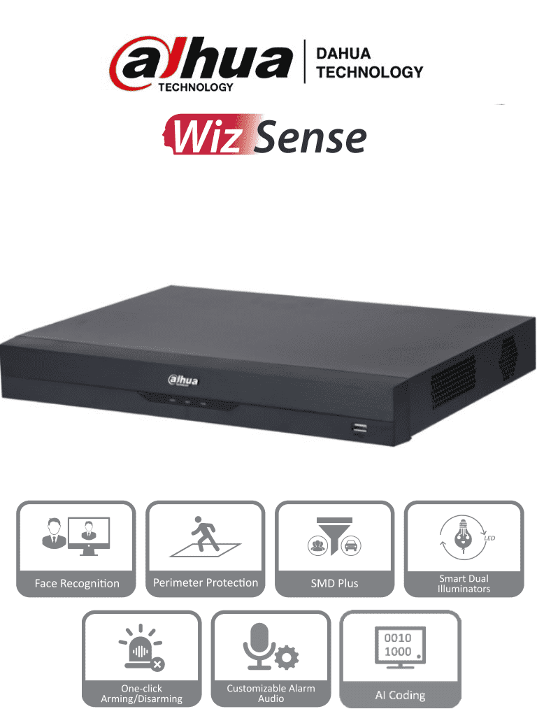 Dvr/ Dahua/ Xvr5216an-i3 - / De 16 Canales De 5 Mp Lite/ Wizsense/ H.265+// 16 Ch Hdcvi +8 Canales Ip/ Hasta 24 Ch Ip/ 2 Canales De Reconocimiento Facial