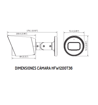 Camara Analoga Hd/ Dahua/ Hac-hfw1200t-36/ Bullet De 2 Mp/ Lente Fijo De 3.6mm/ 83 Grados De Apertura/ Smart Ir 30 Metros/ Ip67/ Metalica/ Blc/ Hlc/ Dwdr/ Tvi Ahd Y Cbvs