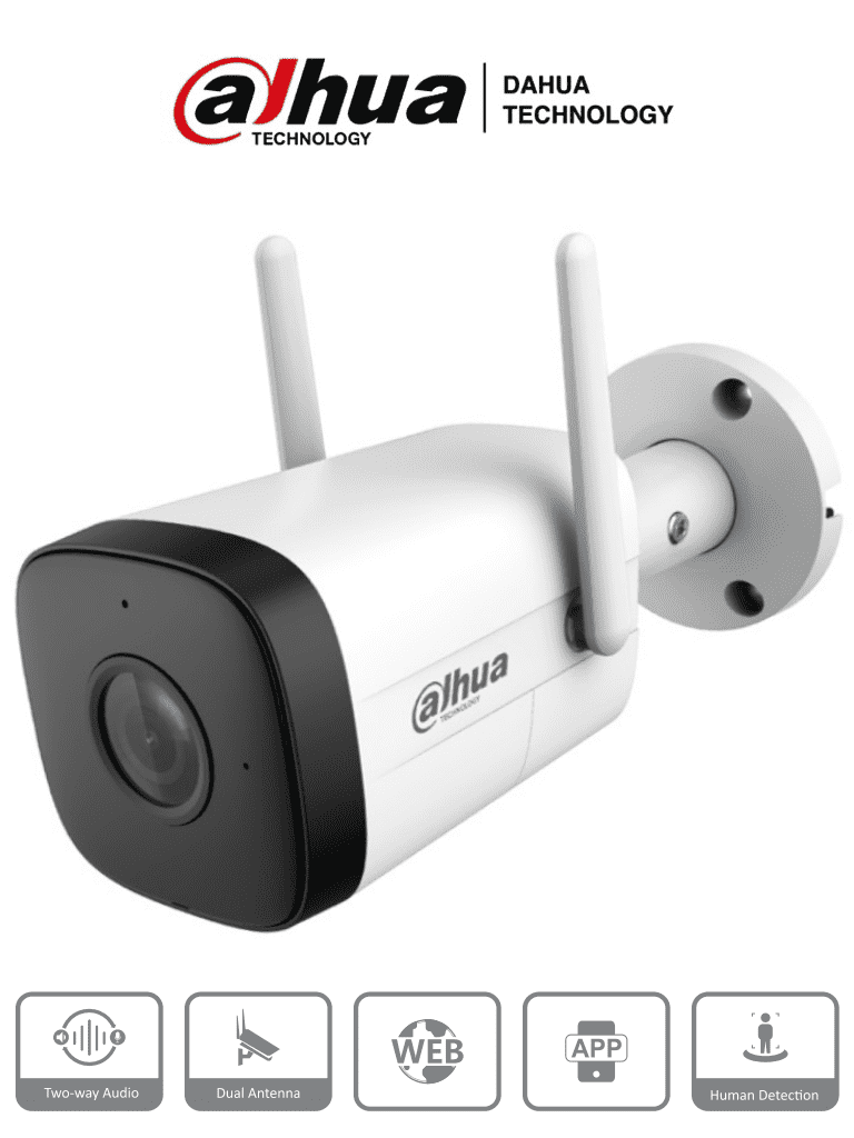 Camara Ip/ Dahua/ Ipc-hfw1230dt-stw/ Camara Ip Bullet Wifi De 2 Mp/ Lente De 2.8 Mm/ 100 Grados De Apertura/ Ir De 30 Mts/ H.265/ Microfono Y Altavoz Integrados/ Ranura Msd/ Ip67/ Detc De Movimiento