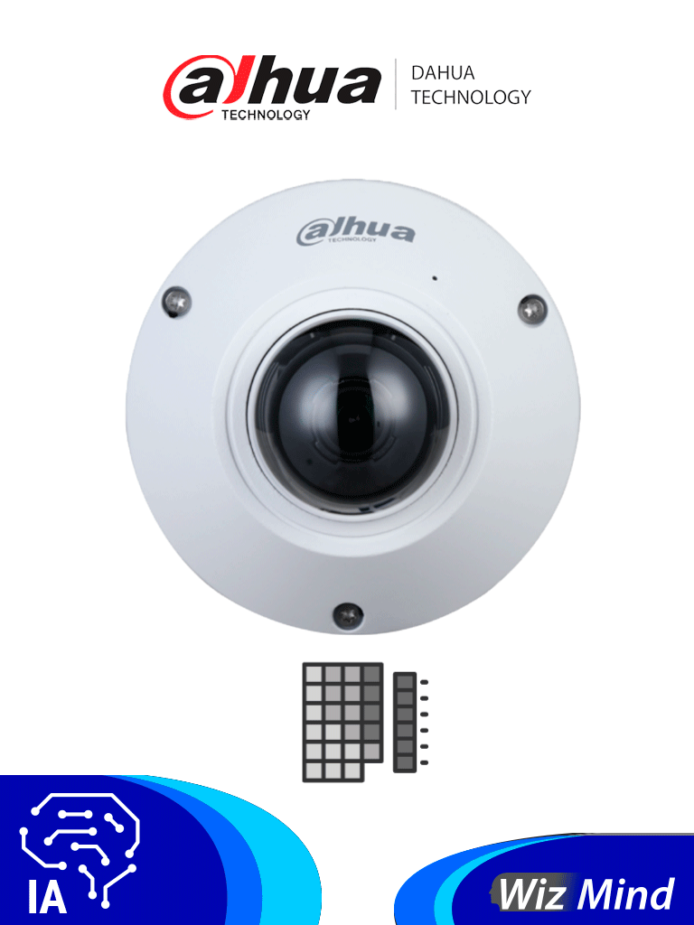 Camara Ip Dahua  Fisheye De 5 Megapixeles/ Wizmind/ 360 Grados/ H.265/ Microfono Integrado + 1 Canal De E And S/ E And S De Alarma/ Mapa De Calor/ Conteo De Personas/ Ip67/ Ik10/ Wdr Real/ Poe