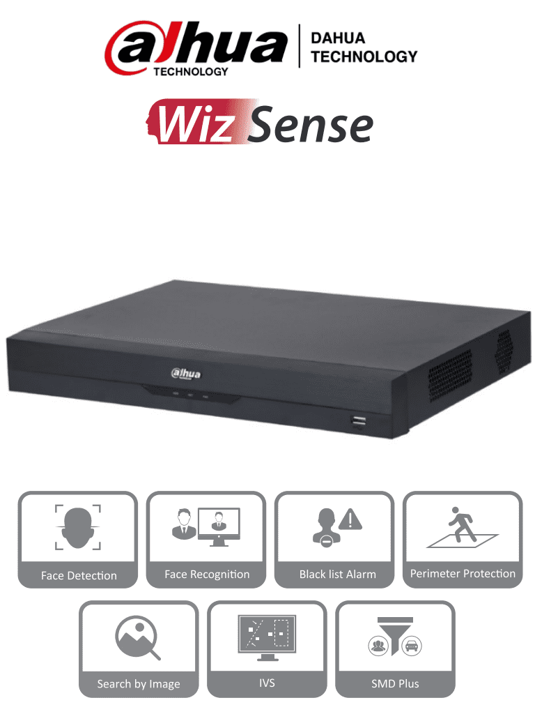 Nvr/ Dahua/ Nvr2216-16p-i2/ 8 Mp /16 Canales Ip/ Wizsense/ 4k Con Ia/ 16 Puertos Poe/2 Bahias De Discos Duros /1 Ch De Reconocimiento Facial Y Fd/ 10 Bases De Datos De Rostros/ H.265+/ Smd Plus/ Ia