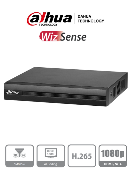 Dvr Dahua 16 Canales 1080p Lite/ Wizsense/ Cooper-i/ H.265/ 16 Canales2ip O Hasta 18 Ch Ip/ 8 Canales Smd Plus/ Busqueda Inteligente Humanos Y Vehiculos/ Codificacin Inteligente/ 1 Puerto Sata De H