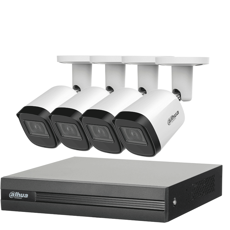 Kit Dvr/dahua/dh-kit/xvr1b04h-i/4-b2a51n-0280b-s2/kit De 4 Canales De 5 Megapixeles/ Dvr Cooper-i Wizsense/ Con Ia/ H.265/ 4 Camaras B2a51 Metalicas/ 4 Canales 1 Ip O Hasta 5 Canales Ip/ 4 Canales