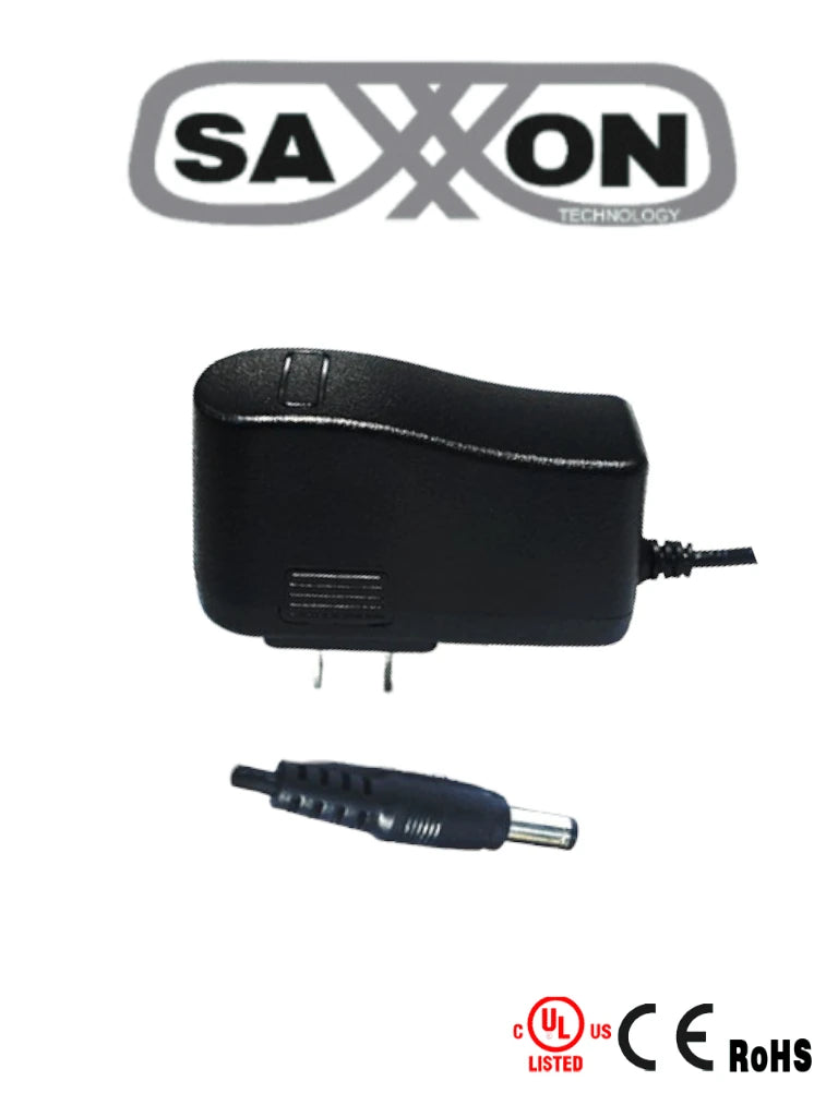 Fuente De Poder Saxxon Regulada / 12v Dc/ 1.5 Amp/ Ideal Para Equipos De Cctv/ Cable De 1.2 Mts