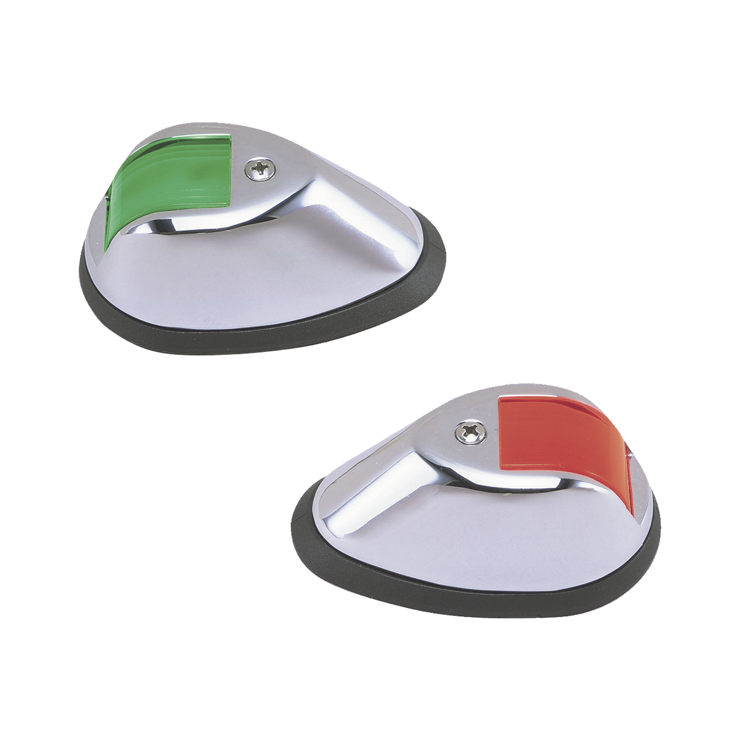 Set de Luces de Navegación Verticales en Carcasa Cromada en Color Rojo/Verde para Embarcaciones a Motor de Hasta 20 Metros