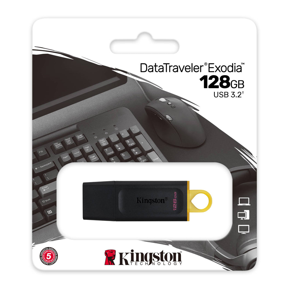 Memoria Flash Usb Kingston Data Traveler Exodia 128gb Gen 1 3.2 Tipo A Negro + Amarillo (dtx/128gb)