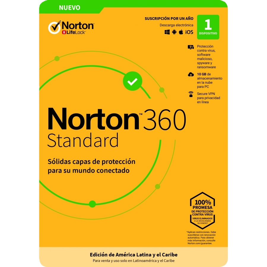Esd Norton 360 Standar/ Internet Security/ 1 Dispositivo/1 AÑo/ Descarga Digital