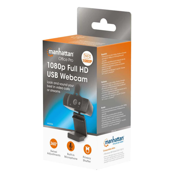 Camara/manhattan/462556/camara Web Full Hd Usb Rotacion 360 Negra
