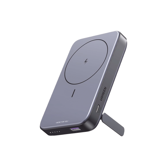 Power Bank MagSafe de 10000mAh NEXODE | 20W | 1 USB-C | 1 USB-A | Carga Rápida bidireccional | Soporta modo Standby | Soporte Plegable |  Ultra Delgado | Ultra ligero | Compatible con iPhone 15/14/13/12 | Color Gris.