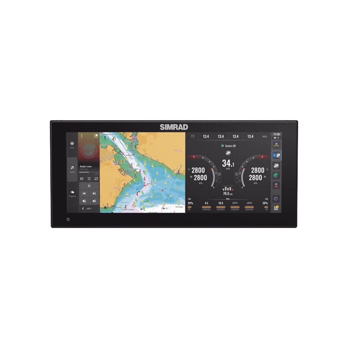 NSX 3012UW Pantalla de navegación de 12" touch screen multi-funcional para radar, fishfinder, y control automático de navegación.