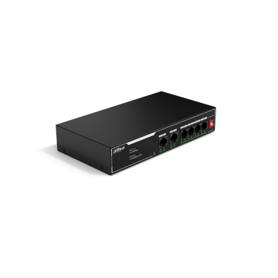 Switch/ Dahua/ Dh-sf1006lp/poe De 6 Ptos Fast Ethernet/ 4 Ptos Poe 10/100/ 36 Watts Totales/ 2 Ptos Uplink Rj45 10/100/ Poe Watchdog/ Soporta Hasta 250mts Sobre Utp Cat 6/ Proteccion Contra Descargas