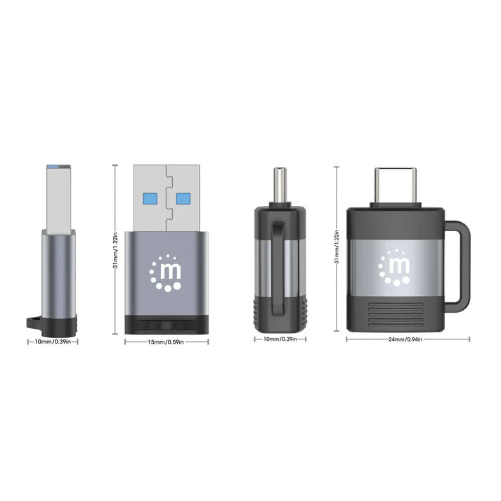 Adaptadores/manhattan/356329/ Kit De Adaptadores Usb-c A Usb-a Y Usb-a A Usb-c
