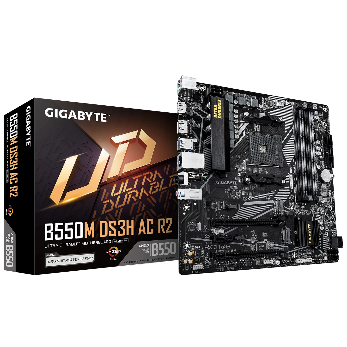 Tarjeta Madre Gigabyte B550m Ds3h Ac R2 / Socket Am4 / 4x Ddr4 / 1 X Dp / 1 X Hdmi / Wifi / Bt 5.0 / Micro Atx