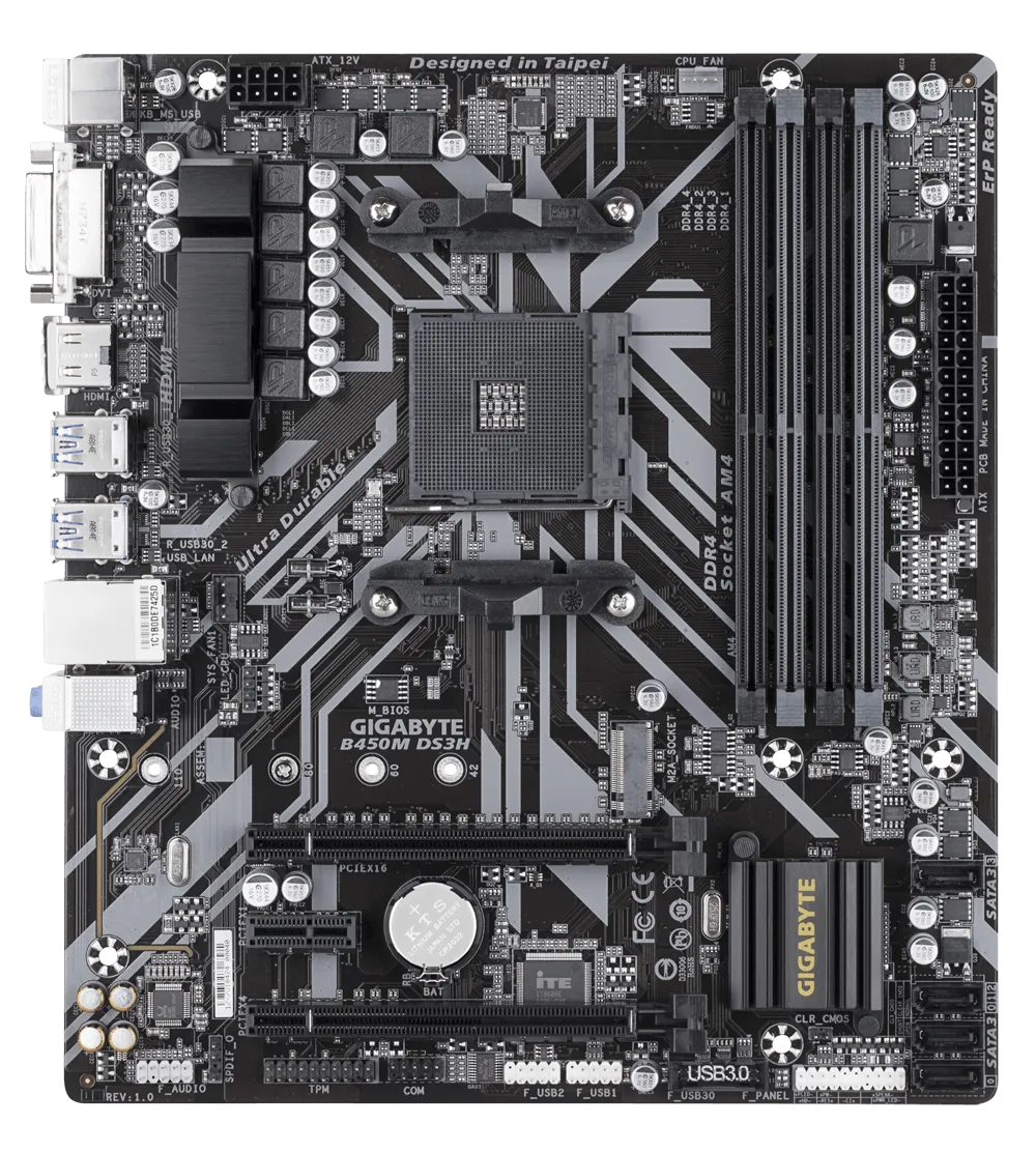 Mb Gigabyte B450 Amd S-am4 2a Gen/4xddr4 2933mhz/dvi/hdmi/4xusb3.1/m.2/ Micro Atx/gama Media