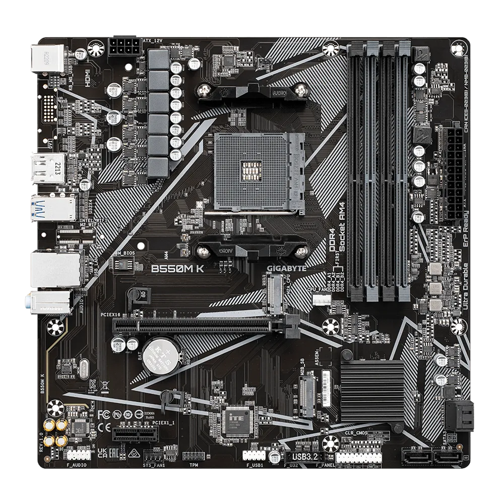 Mb Gigabyte Amd B550m K S-am4 5a Gen/4x Ddr4 3200/dp/hdmi/m.2/4x Usb 3.2/micro Atx/gama Media/gamer