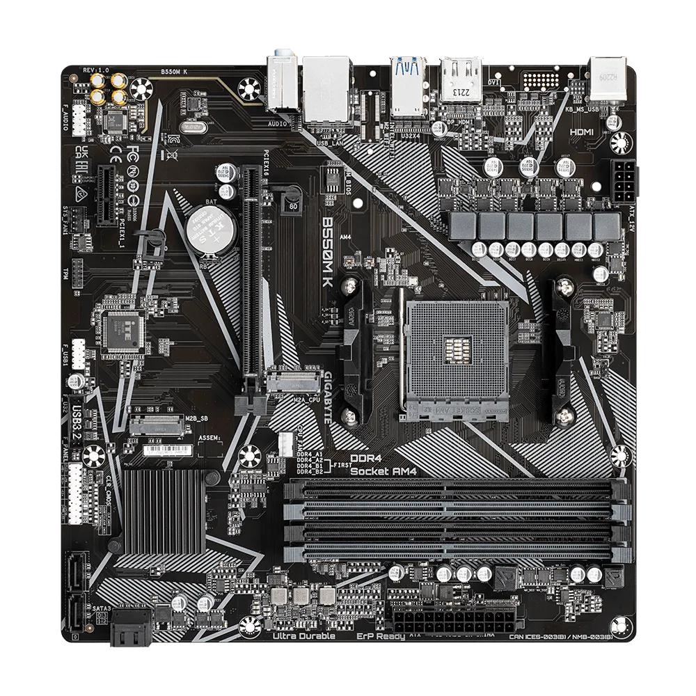 Mb Gigabyte Amd B550m K S-am4 5a Gen/4x Ddr4 3200/dp/hdmi/m.2/4x Usb 3.2/micro Atx/gama Media/gamer
