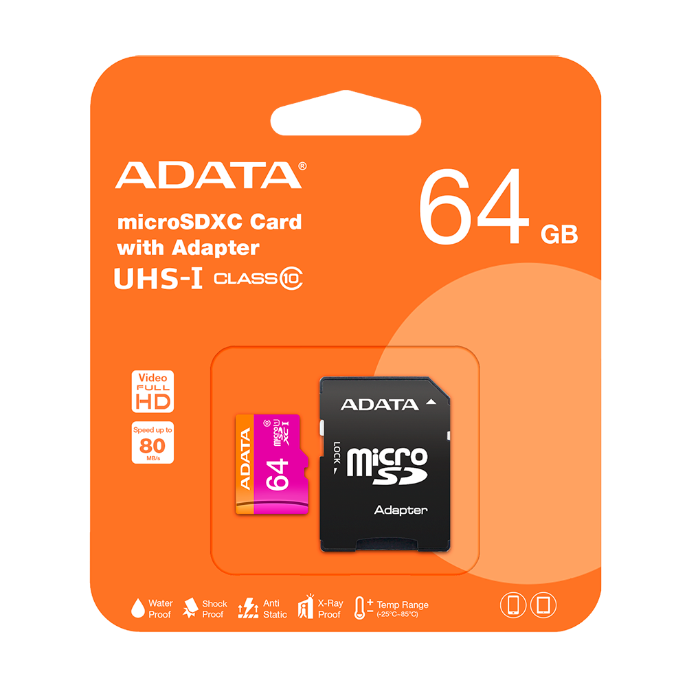 Memoria Adata Micro Sdhc 64gb Uhs-i Clase 10 C/adaptador (ausdx64guicl10-ra1)