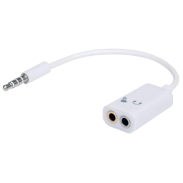 Adaptador Audio,manhattan,354561, 3.5mm 1 M A 2 H, Divide Audio Para Audifono Y Microfono