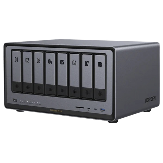 NASync DXP8800 Plus | SO UGOS Pro |  Intel X86 12th Gen Intel® Core™ i5 | SSD 128 GB | 8-Bahias (SATA) | 8GB DDR5 (Exp. a 32GB) | 2* M.2 SSD | 4 Puertos Thunderbolt™4 | WiFi | 1*USB3.2 Gen2, 10Gb/s | HDMI 8k.