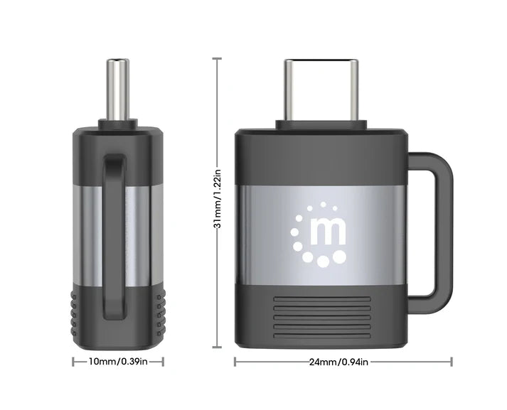 Adaptador,manhattan,356312, Usb-c V3.2 Gen1, Cm-ah, 5gbps 3a, Aluminio Gris Espacial/negro