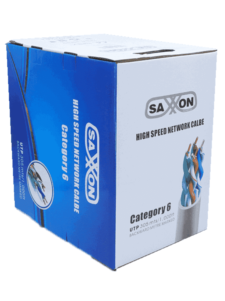 Cable Utp Saxxon 100 Cobre / Categoria 6 / Color Blanco / Interior / 305 Mts / 4 Pares / Fluke Test / Cert Iso9001 / Ul 444 / Rohs/