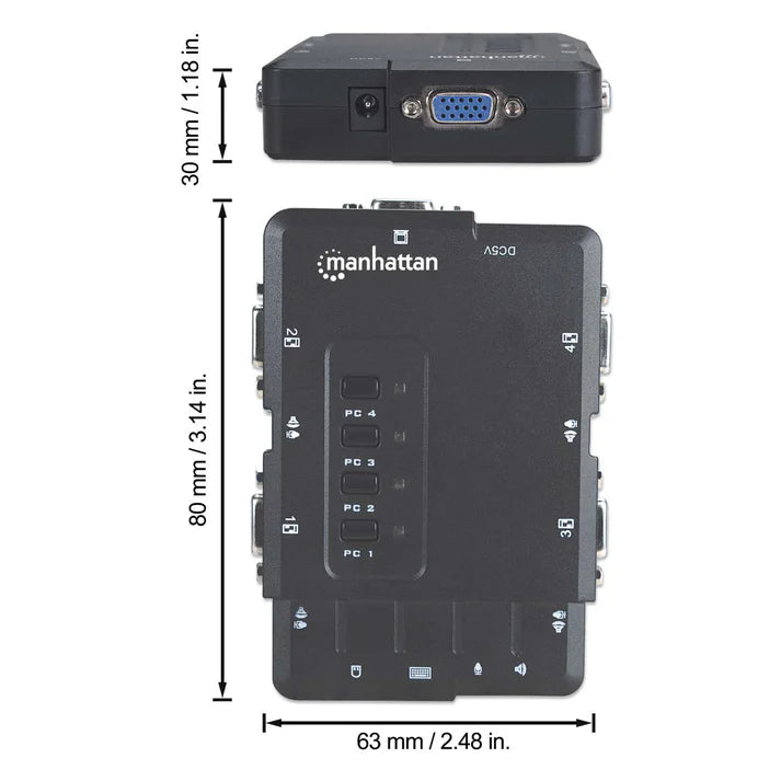 Switch Kvm,manhattan,151269, Desktop Usb 41 Con Cablesaudio