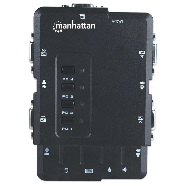 Switch Kvm,manhattan,151269, Desktop Usb 41 Con Cablesaudio