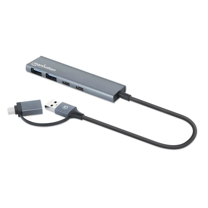 Hub/manhattan/181075/hub De 4 Puertos Usb 3.2, 2 Usb-a Y 2 Usb-c, Conector Adaptable De Usb-a A Usb-c