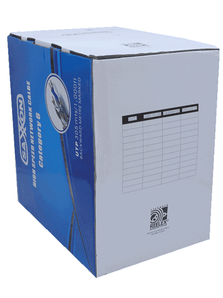 Cable Utp Saxxon 100 Cobre / Categoria 6 / Color Blanco / Interior / 305 Mts / 4 Pares / Fluke Test / Cert Iso9001 / Ul 444 / Rohs/