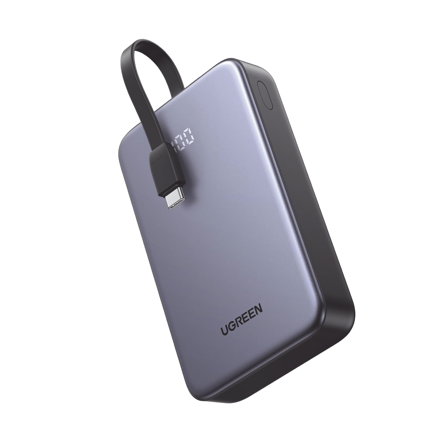 Power Bank Portatil | 2000mAh (74Wh) | 30W | Con Cable USB-C Incorporado | 2 Salidas 22,5W | Pantalla Inteligente | Multiple Proteccion | Aprobado por Aerolíneas | Color Grey.
