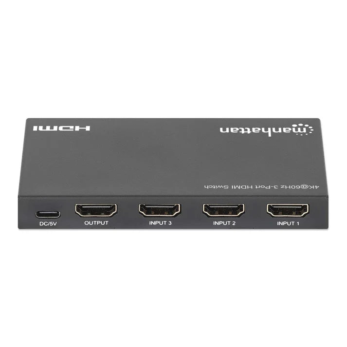 Splitter/manhattan/208222/switch Hdmi 4k@60hz, 3 Entradas Compacto Negro