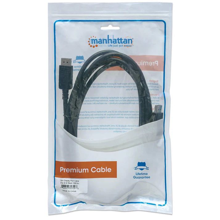 Cable Displayport,manhattan,307093, V1.2 M-m 3.0m Negro 4k60hz