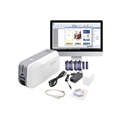 Kit De Impresora Tarjetas Pvc/ Puede Crecer A Laminador/ Doble Cara / Incluye: 2 X Ribbon A Color, 100 Tarjetas Pvc, Software, 1 Kit De Limpieza