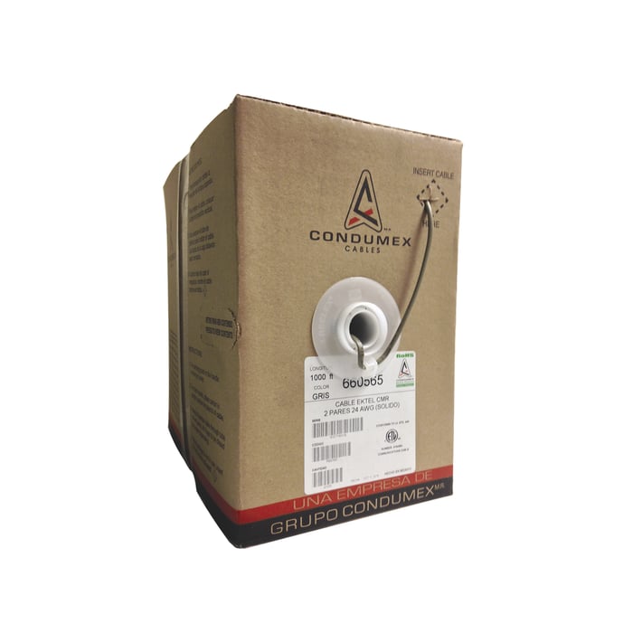 Caja de 1000 ft ( 305 m ) / 4 X 24 AWG / Cable TELEFÓNICO EK-TEL-CMR / Uso Interior