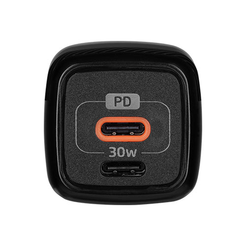 Cargador Pared Au-355 Fast Charge 2 X Usb-c 30w Negro