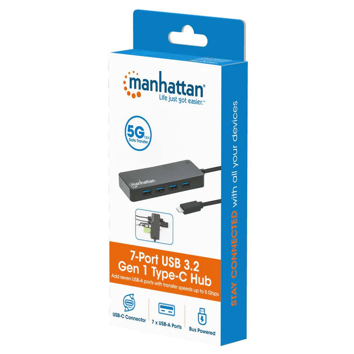 Hub Usb,manhattan,168410,-c V3.2  7 Ptos A, 5gbps