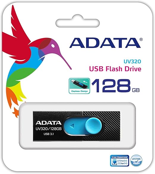 Memoria Adata 128gb Usb 3.2 Uv320 Retractil Negro-azul (auv320-128g-rbkbl)