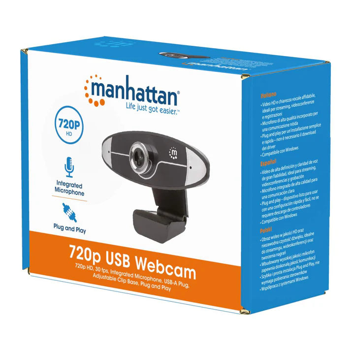 Camara Web,manhattan,462013, Usb V2 720p Mic Interno