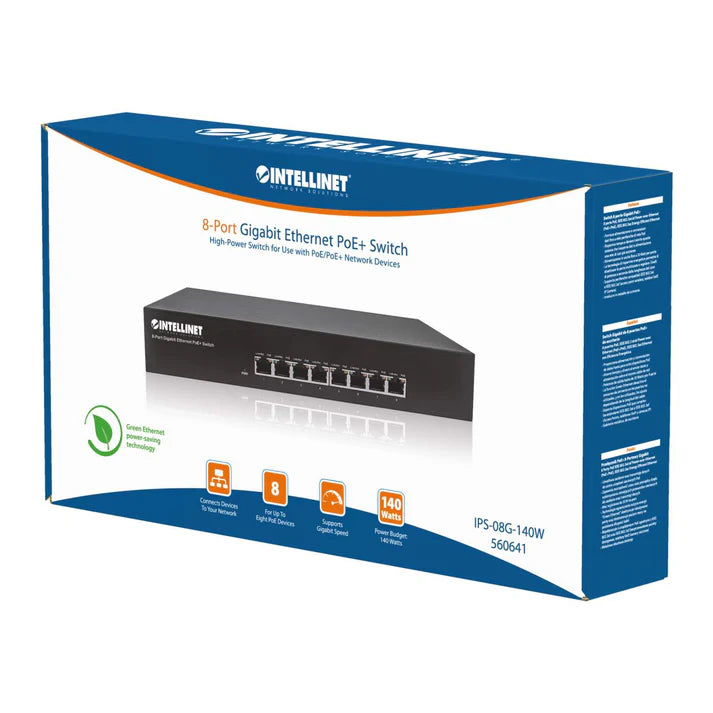 Poe Switch,intellinet,560641, Gb 8 Ptos 30w/pto, 140w