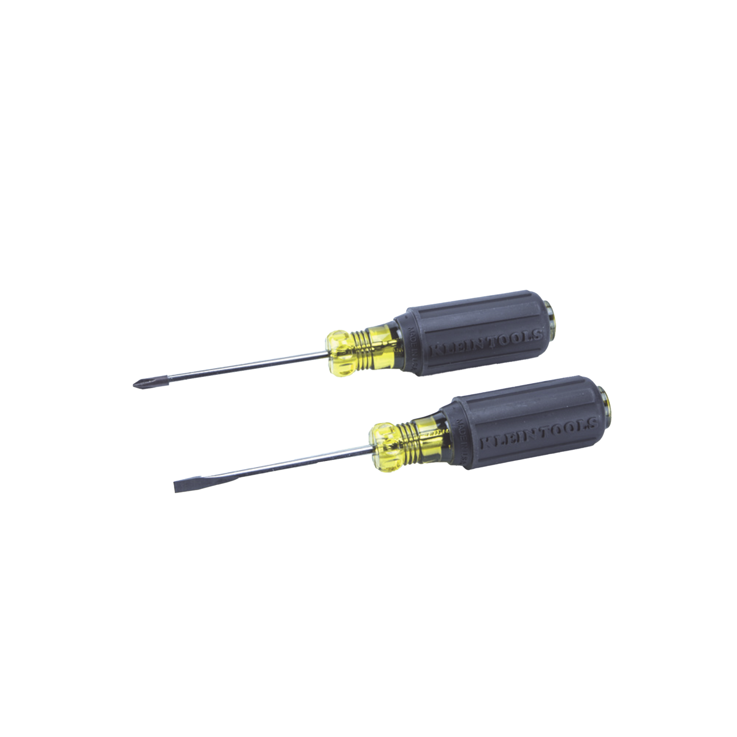 Juego de 8 Desarmadores con Mango Cushion-Grip™: 2 de punta Plana de 1/4'' (6.4 mm) y 5/16'' (7.9 mm); 2 de punta Cabinet de 5/16'' (7.9 mm) y 3/16'' (4.8 mm); tres de punta Phillips n.º 1, n.º 2 y n