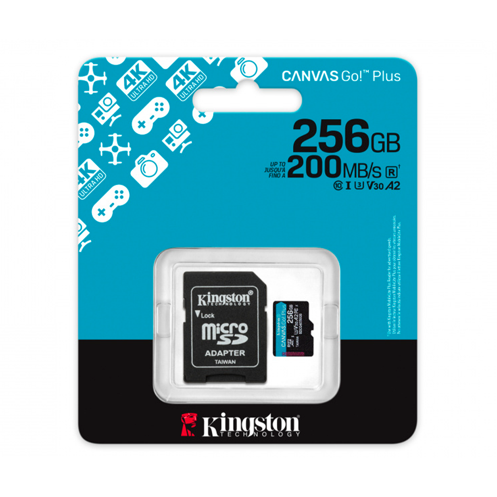Memoria Flash Micro Sd Kingston Sdxc Canvas Go Plus 256gb 200mb/s Uhs-i U3 V30 C/adaptador (sdcg4/256gb)