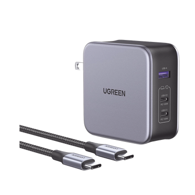 Cargador De 140w Serie Nexode | 3 Puertos De Carga Rápida | 2 Usb-c | 1 Usb-a | Tecnología Gan Ii +sic | Pd3.1 / Qc4.0 | Tecnología De Protección Térmica | Optimiza La Experiencia De Carga | Incluye Cable Usb-c
