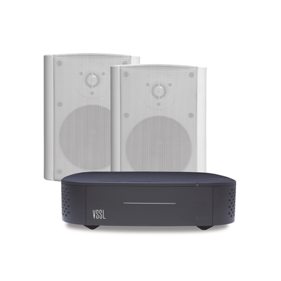 Kit Amplificador Vssl A1x | 2 Bocinas Para Montaje Superficial De 5.25 In De Truaudio Modelo Ol5wt | Color Blanco Ip66
