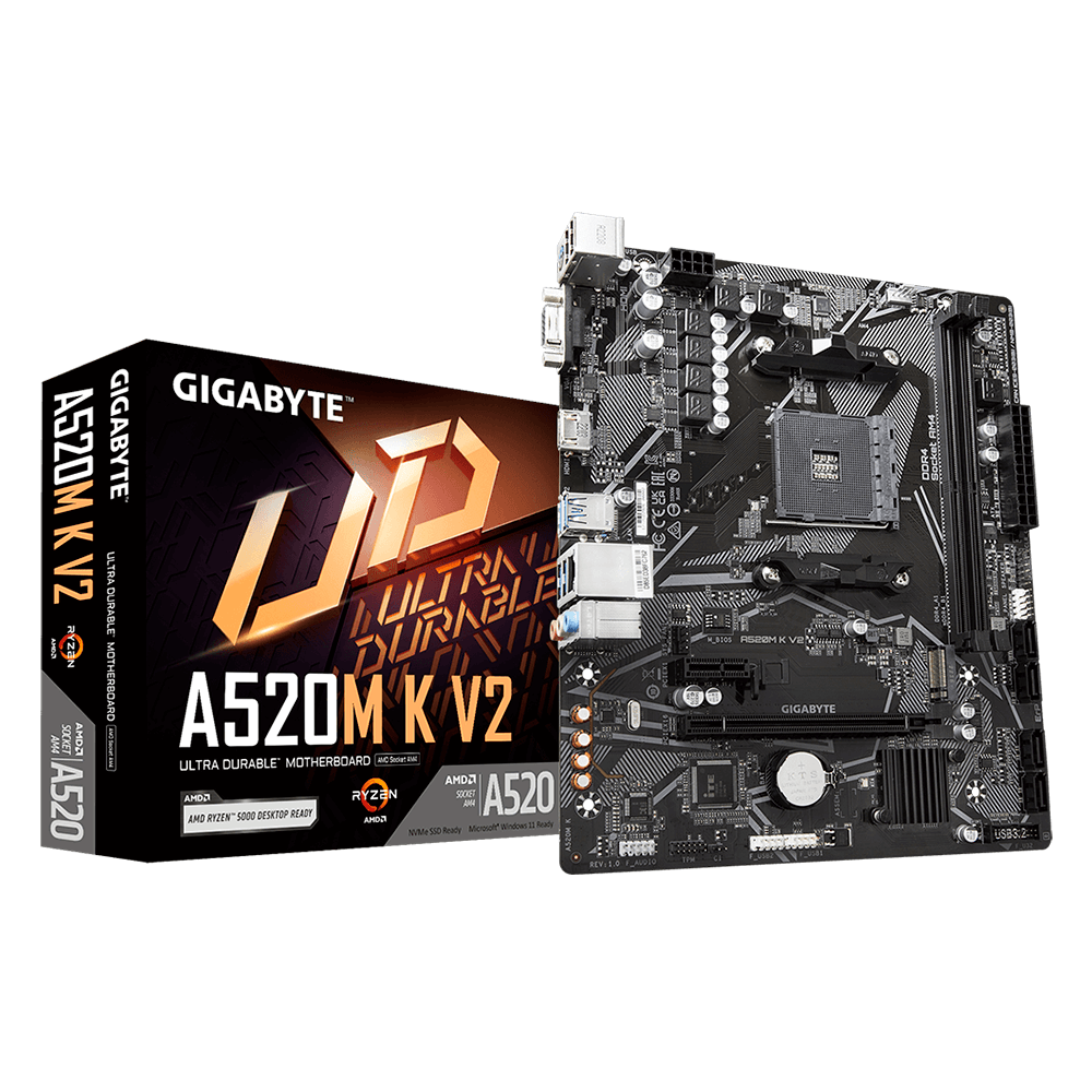 Mb Gigabyte A520 Amd S-am4 3a Gen/2xddr4 3200/hdmi/dvi/vga/4xusb 3.2/m.2/micro Atx/gama Basica