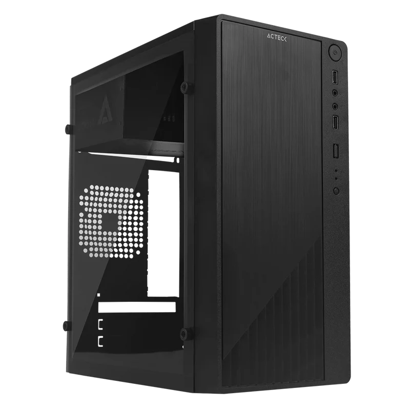 Gabinete Acteck Kioto Gc220 / Micro Atx Slim / Micro Atx, Mini Itx / Fuente 500w / Panel Acrilico, Metal / Negro / Ac-933063