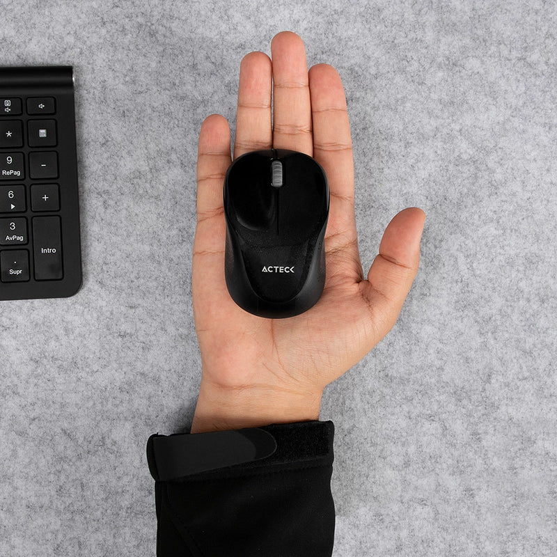 Mouse Acteck Optimize Trip Mi480 / Inalambrico / Receptor Usb / Laser / Click Silencioso / 1600 Dpi / Negro / Ac-934169