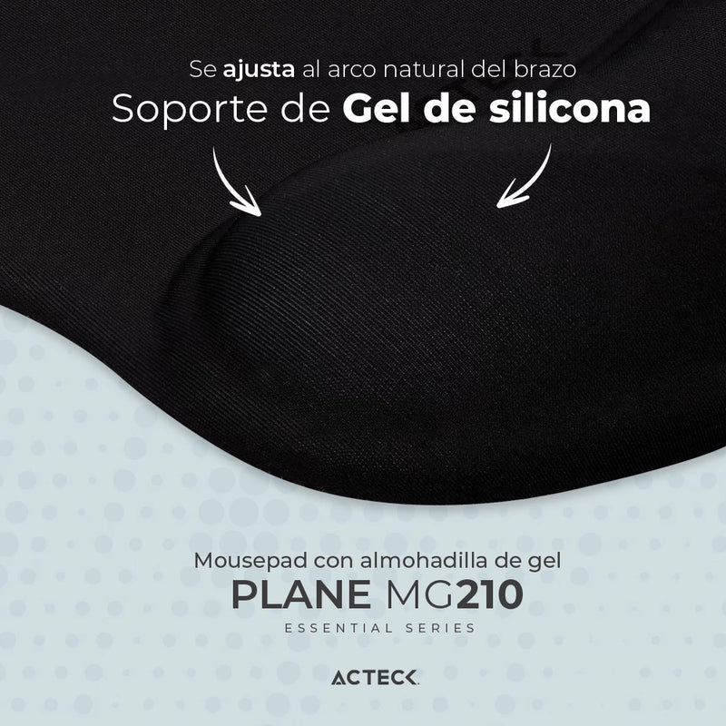 Mousepad Acteck Mg210 / Mouse Pad ReposamuÑecas De Gel / Base Antideslizante / Ergonomico / 24x21x2.5 Cm / Negro / Ac-934329