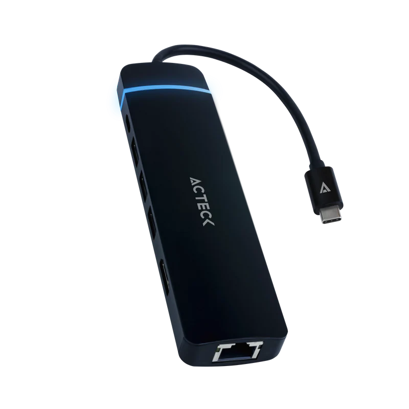 Hub Acteck Gate 8 Dh675 / Usb C / 7 Puertos / Usb C - 3x Usb A - Hdmi - Rj45 - Lector Sd/tf / 15 Cm / Negro / Ac-934626